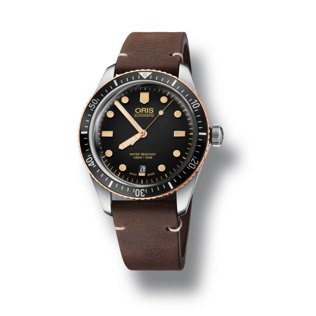 Oris Divers Sixty Five Leather Strap Watch 01 733 7707 4354 07 5 20 55