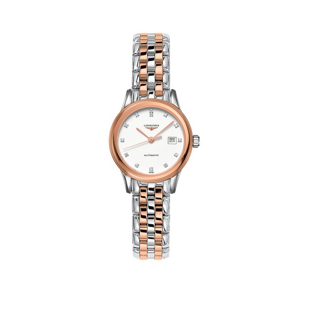 Longines Ladies Flagship Diamonds Steel And Rose Gold Plated Automatic Watch L4.374.3.99.7