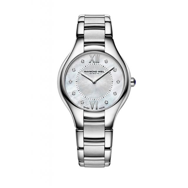 Raymond Weil Noemia Ladies Quartz Stainless Steel 10 Diamond Watch, 32mm 5132-ST-00985