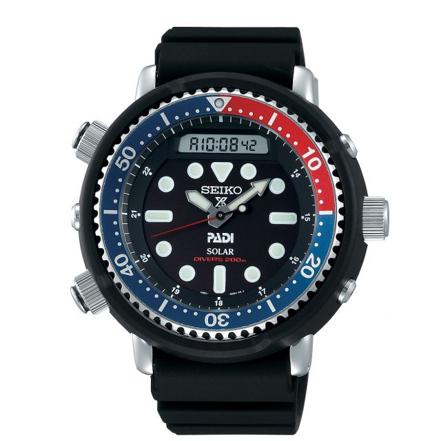 Seiko Arnie Prospex Analogue Digital 48mm Solar Padi Dive Watch SNJ027P1