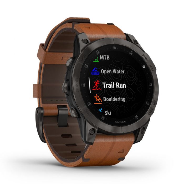 Garmin Epix Grey Titanium Chestnut Leather Band Rubber