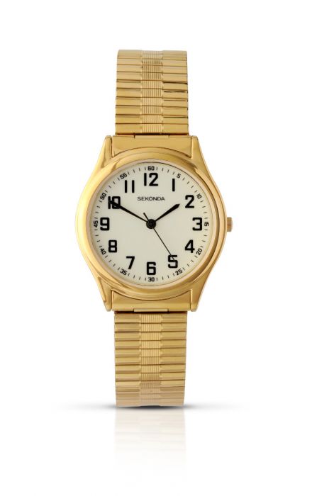 Sekonda Mens Quartz Gold Plated Expandable Bracelet Watch 3244