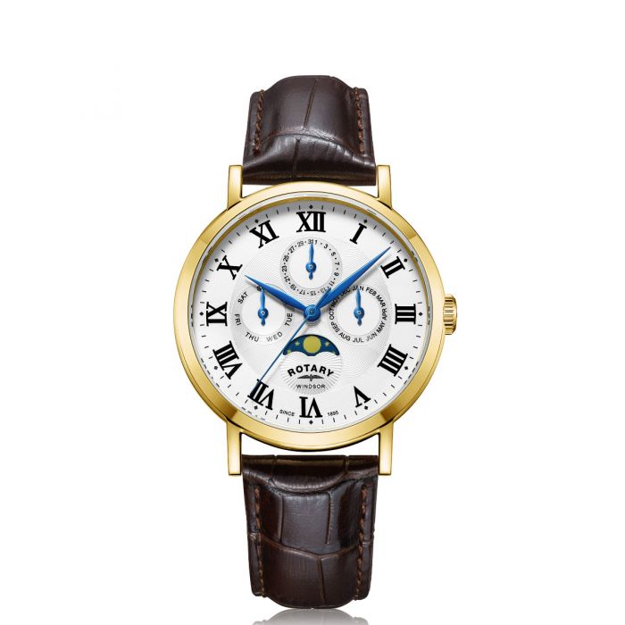 Rotary Mens Gold Windsor Multifunction Quartz Watch GS05328 01