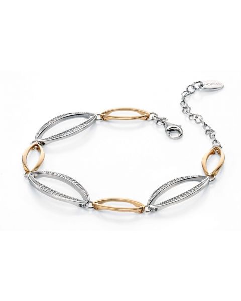 Fiorelli Sterling Silver Rose Gold Plated Cubic Zirconia Oval Link Bracelet