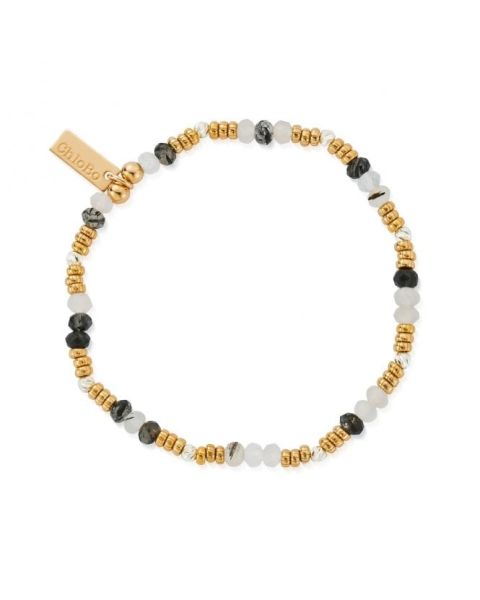 ChloBo Gold Plated Stone Of Empowerment Black Rutilated Quartz Bracelet