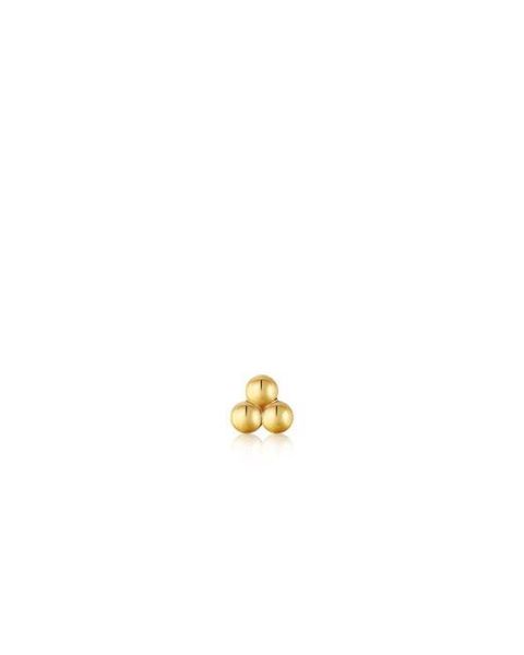 Gold Triple Ball Barbell Single Earring