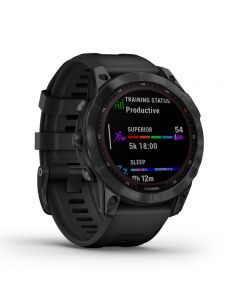 Garmin Fenix 7 Solar Carbon Grey Titanium Black Strap Smartwatch