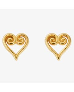 ChloBo Scroll Gold Plated Heart Stud Earrings