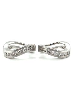 14ct White Gold 0.45ct Diamond Wave Hoop Earrings