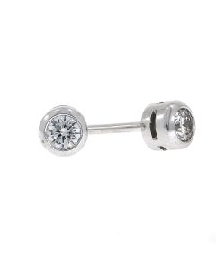 18ct White Gold 0.30ct Diamond solitaire rub over studs