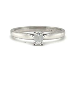 18ct White Gold 0.25ct Emerald-Cut Diamond Solitaire Ring