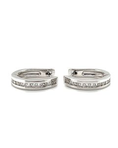 18ct White Gold 0.28ct Diamond Hinged Hoop Earrings