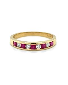 18ct Yellow Gold Ruby and Diamond Half Eternity Ring
