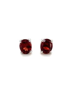 18ct White Gold Garnet Stud Earrings