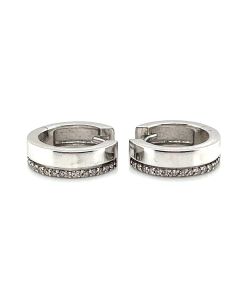 14ct White Gold Diamond Huggie Hoop Earrings