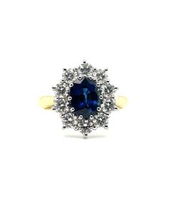 18ct Gold 1.72ct Sapphire & 1.16ct Diamond Ring