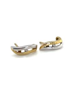 9ct Yellow and White Gold Diamonds Stud Earrings