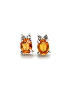 18ct White Gold Yellow Sapphire and Diamond Stud Earrings