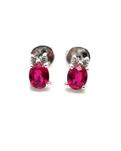 18ct White Gold 0.68ct Ruby and 0.06ct Diamond Stud Earrings