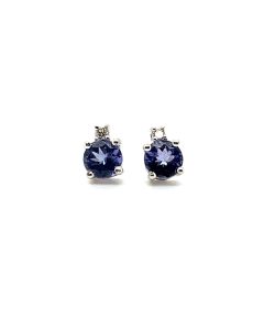 18ct White Gold 0.73ct Tanzanite and 0.04ct Diamond earrings