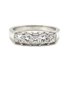 18ct White Gold 1.00ct Princess cut Diamond 5 Stone ring