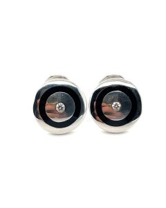 Silver Round Bar With Onyx Cufflinks