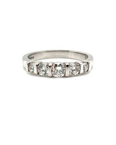 18ct White Gold 0.72ct Diamond Five-Stone Half Eternity Ring 