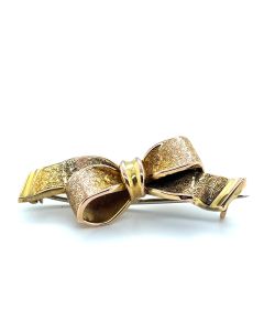 Pre-owned 14ct Yellow Gold Bow Bar Brooch
