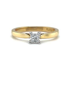 18ct Yellow and White Gold 0.24ct Solitaire Diamond Ring