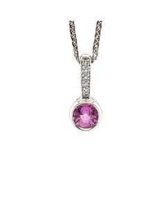 18ct White Gold 0.68ct Pink Sapphire and 0.05ct Diamond Pendant