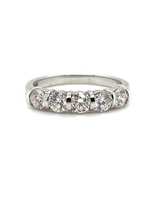 18ct White Gold 1.02ct Diamond Five-Stone Half-Eternity Ring 