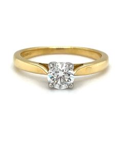 Preowned 18ct Yellow gold and Platinum Diamond Solitaire Ring 
