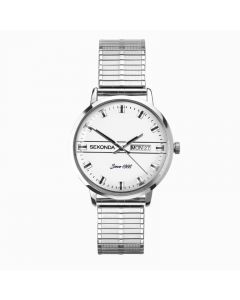 Gents Sekonda Watch Silver Case, Silver Expanding Bracelet with Silver Dial & Day Date Feature  - 1951