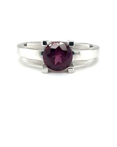 9ct White Gold Cushion-Cut Rhodolite Solitaire Ring