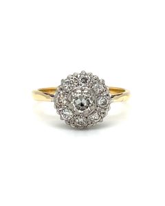 Pre-Owned 18ct Yellow and White Gold Diamond Cluster Ring