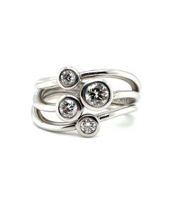 18ct White Gold Diamond 3 Strand Bubble ring