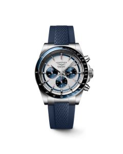 Longines Conquest 42mm Mens Watch Blue Rubber Strap