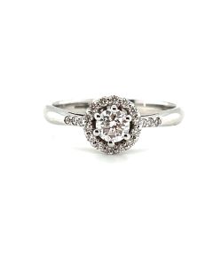 18ct White Gold 0.47ct Diamond Halo Ring