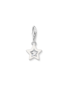 Thomas Sabo Charm Pendant Star With White Stones and White Cold Enamel Silver