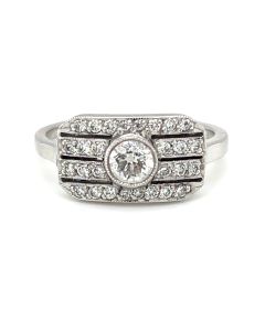 18ct White Gold 0.61ct Diamonds Art Deco Cluster Ring