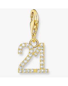 Thomas Sabo Gold-plated charm pendant number 21 with zirconia