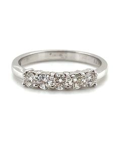 18ct White Gold 0.53ct Diamond Five-Stone Half Eternity Ring