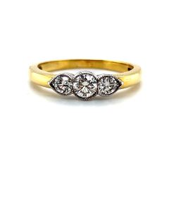 18ct Yellow and White Gold 0.54ct Three-Stone Diamond Ring
