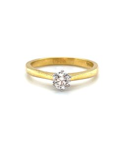 18ct Yellow and White Gold 0.30ct Diamond Solitaire Ring