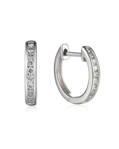 18ct White Gold 0.19ct Diamond Hoop Earrings