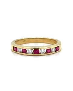  18ct Yellow Gold Ruby and Diamond Half Eternity Ring