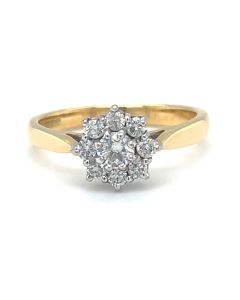 Pre-Owned 18ct Yellow and White Gold Diamond Cluster Ring