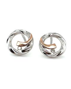 9ct White and Rose Gold Stud Earrings