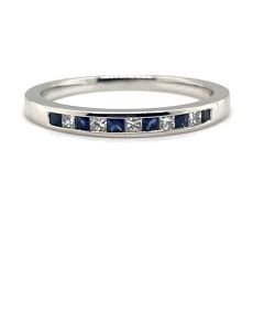 18ct White Gold 0.16ct Sapphire and 0.12ct Diamond Eleven-Stone Half Eternity Ring 
