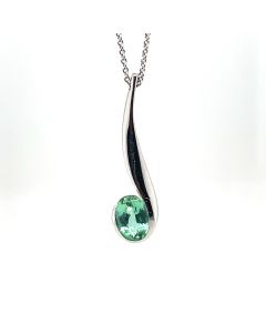 18ct White Gold 2.00ct Tourmaline Pendant with Chain